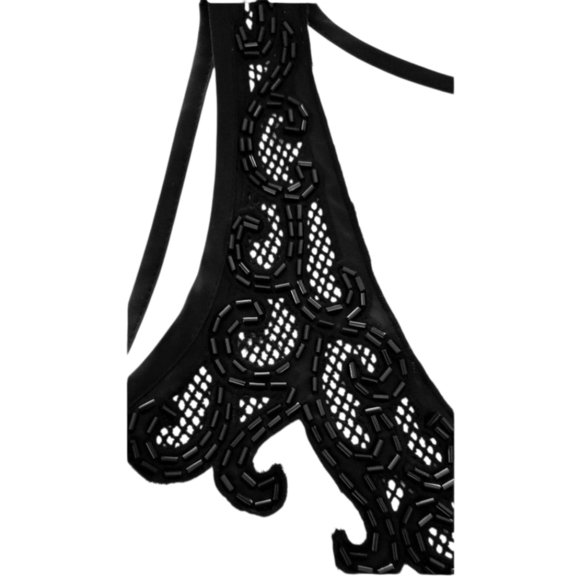 White House Black Market White Sleeveless Sheer Lace Beaded Neckline Top Size M - Picture 7 of 7